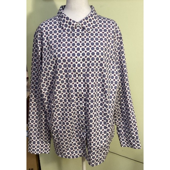 Talbots Tops - Talbots Plus Size 3X Non-Iron Purple Blue White Medallion Print Button-Up Blouse